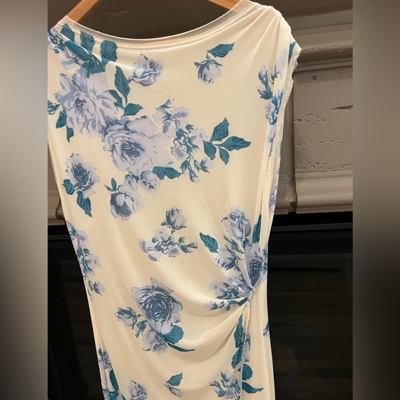 NWOT Free People Carmel Floral Mesh Midi Dress with side leg slits scoop neck - Picture 3 of 7